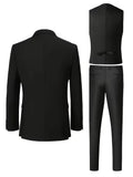 Slim Fit Driedelig Pak met Gilet en Notchkraag voor Heren