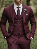 Slim Fit Driedelig Pak met Gilet en Notchkraag voor Heren