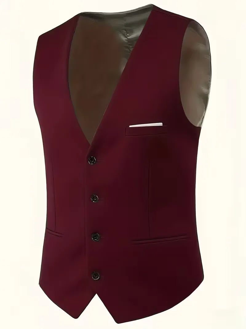 Slim Fit Driedelig Pak met Gilet en Notchkraag voor Heren