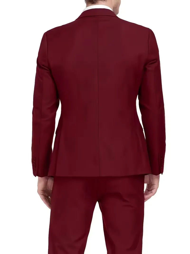 Slim Fit Driedelig Pak met Gilet en Notchkraag voor Heren