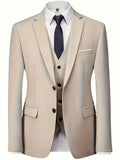Slim Fit Driedelig Pak met Gilet en Notchkraag voor Heren