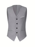 Slim Fit Driedelig Pak met Gilet en Notchkraag voor Heren