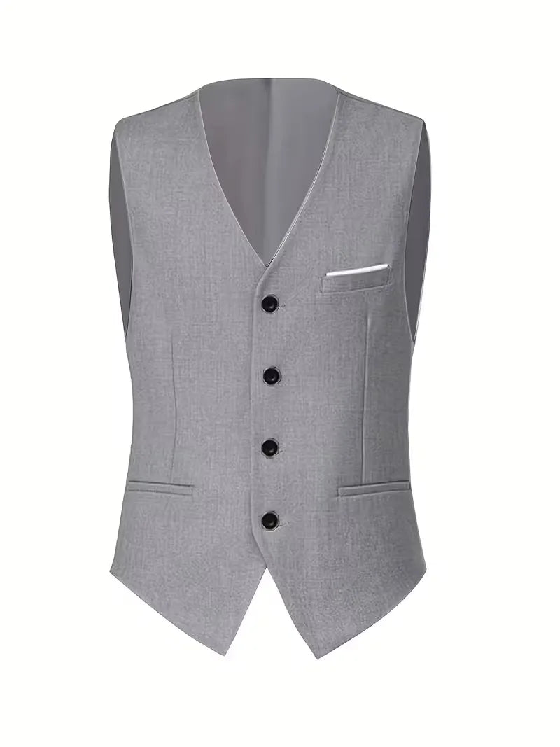 Slim Fit Driedelig Pak met Gilet en Notchkraag voor Heren