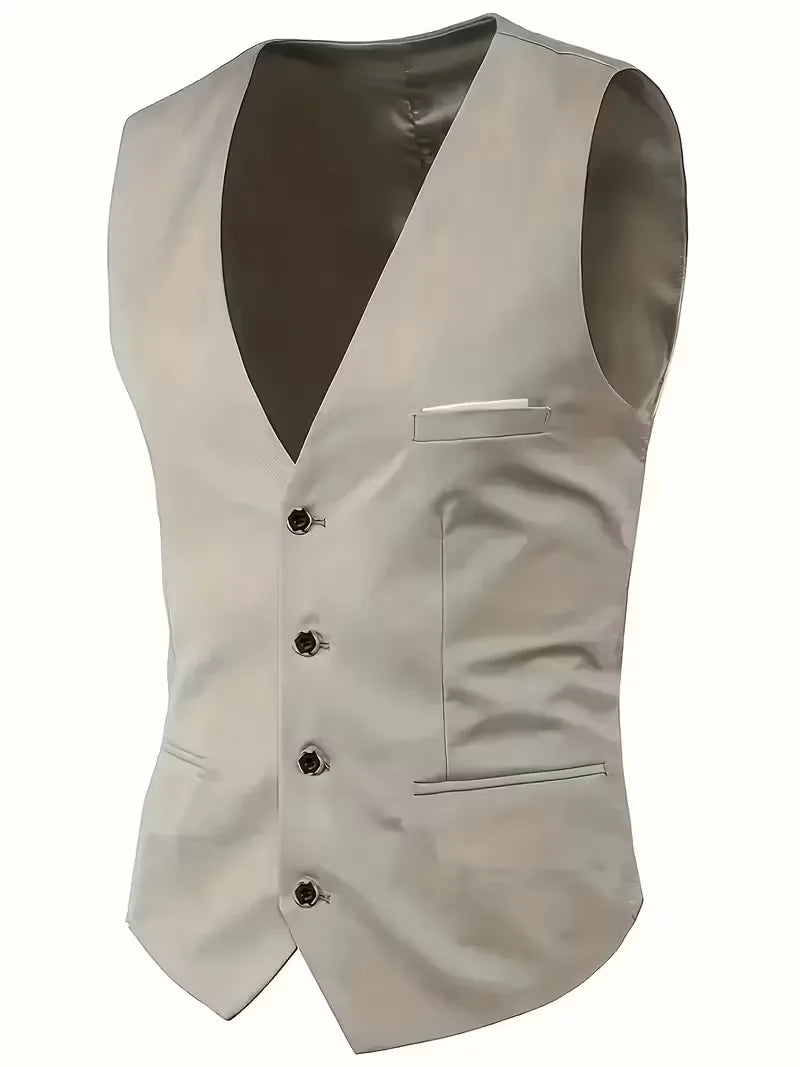 Slim Fit Driedelig Pak met Gilet en Notchkraag voor Heren