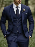 Slim Fit Driedelig Pak met Gilet en Notchkraag voor Heren