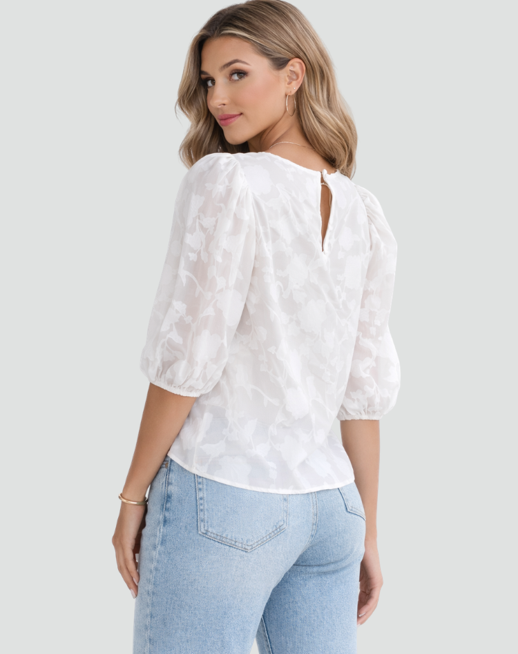 Blouse met Bufmouwen en Bloemenprint voor Dames