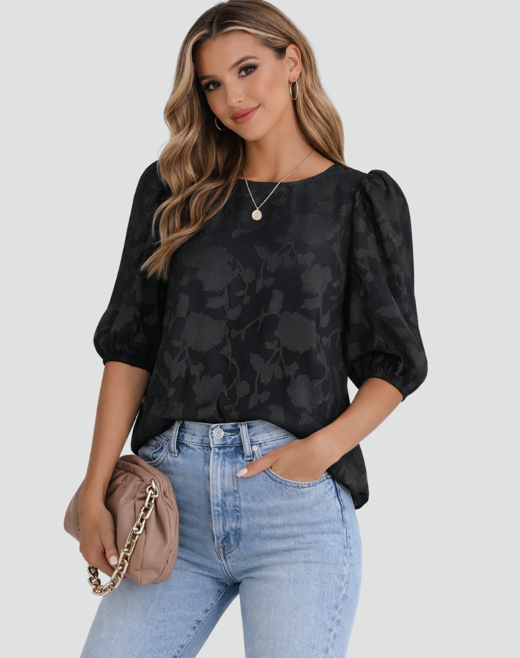 Blouse met Bufmouwen en Bloemenprint voor Dames