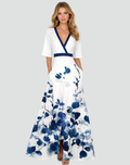 Bloemen Maxi Jurk met V-hals voor Dames