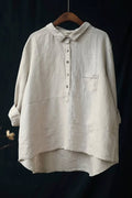 Linnen Oversized Blouse met Lange Mouwen voor Dames