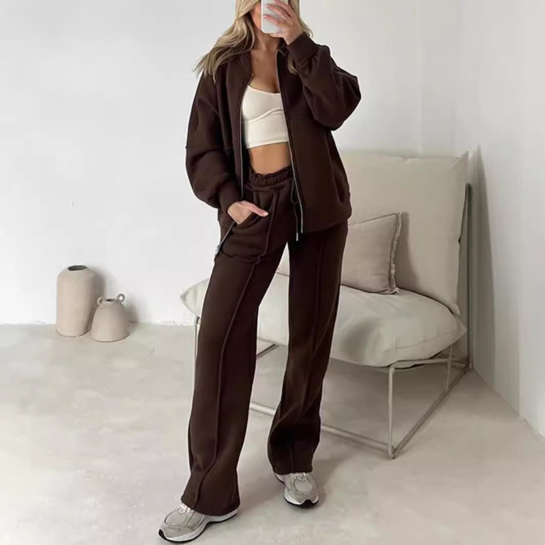 Yuna | Gebreide Zip-Up Trui met Wijde Broek voor Dames