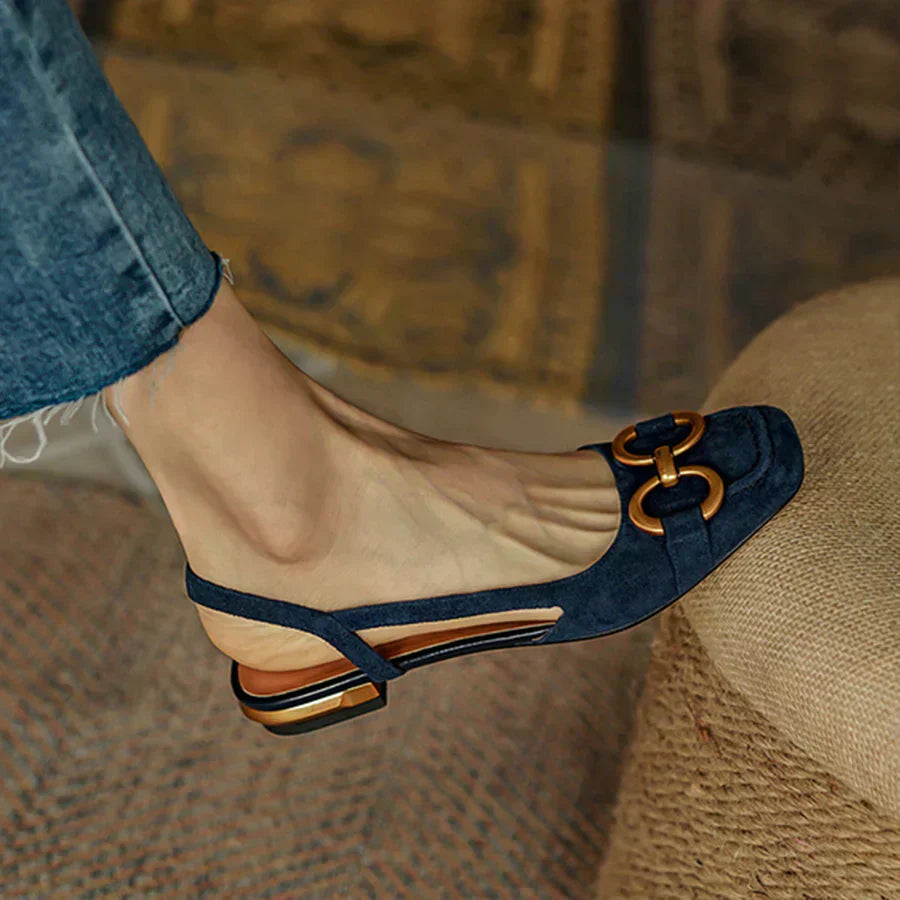 Suède Slingback Instappers voor Dames