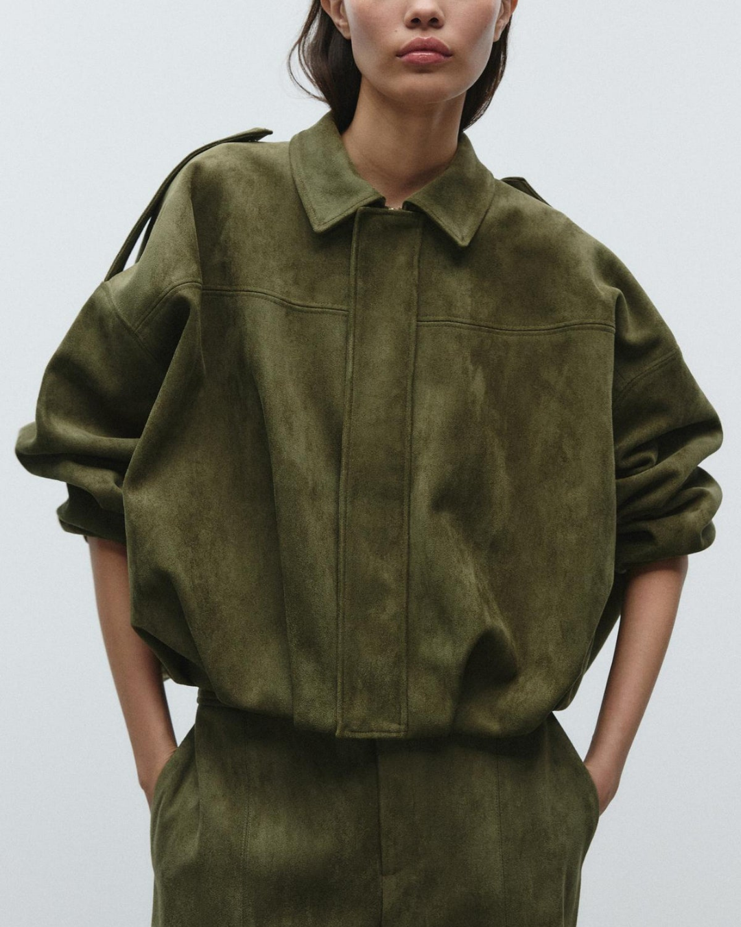 Suède Overshirt met Ritssluiting voor Dames
