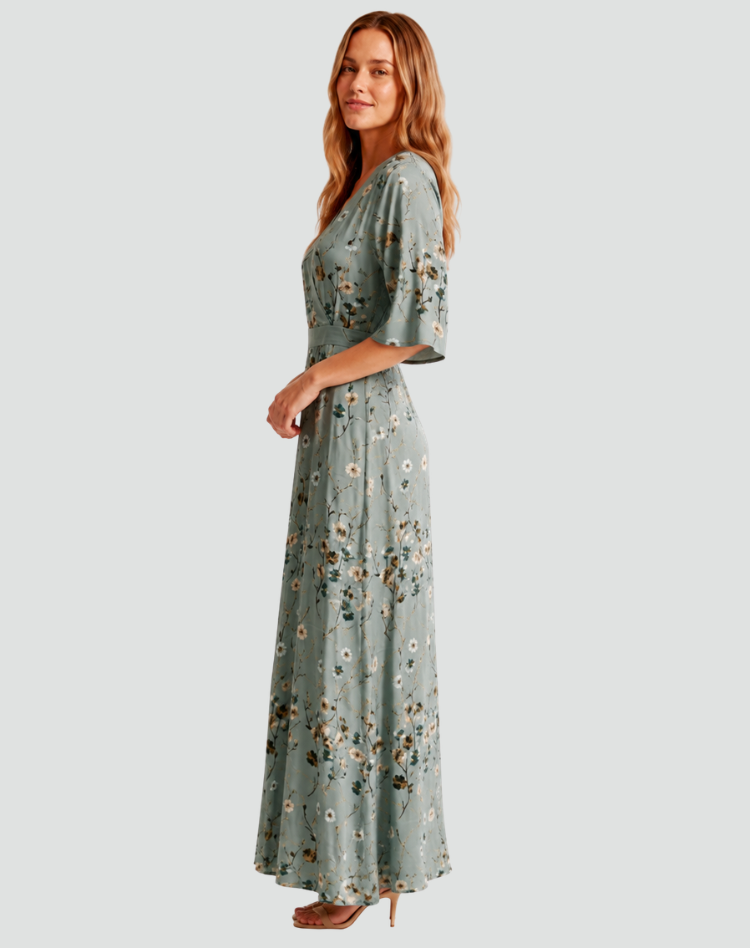 Bloemen Maxi Jurk met V-hals voor Dames
