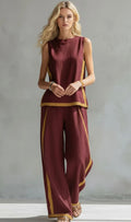 Tweedelige Set met Mouwloze Top en Wijde Broek voor Dames