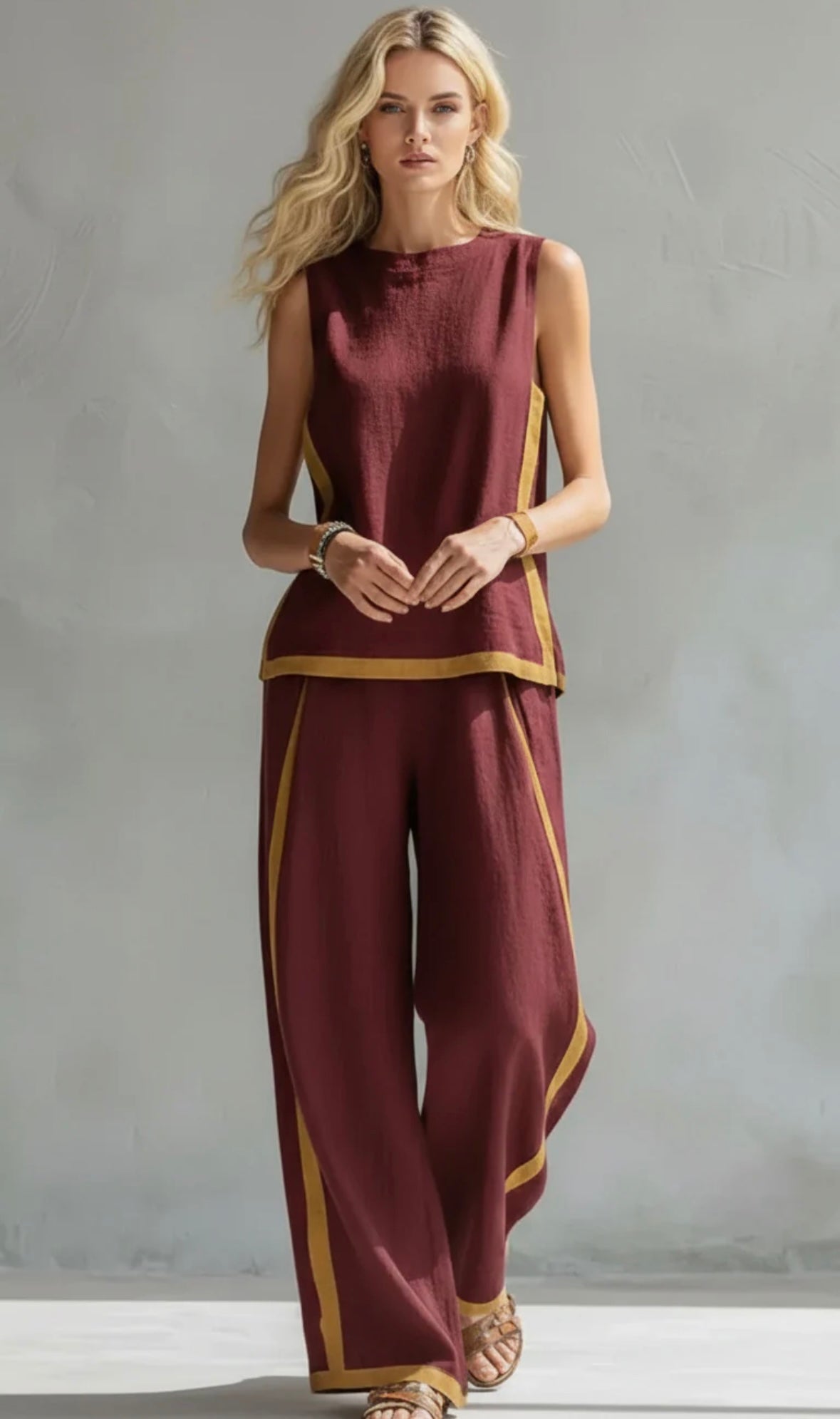 Tweedelige Set met Mouwloze Top en Wijde Broek voor Dames