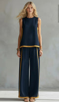 Tweedelige Set met Mouwloze Top en Wijde Broek voor Dames