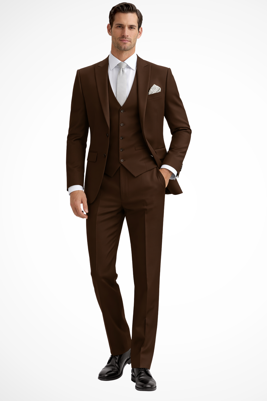 Slim Fit Driedelig Pak met Reverskraag voor Heren