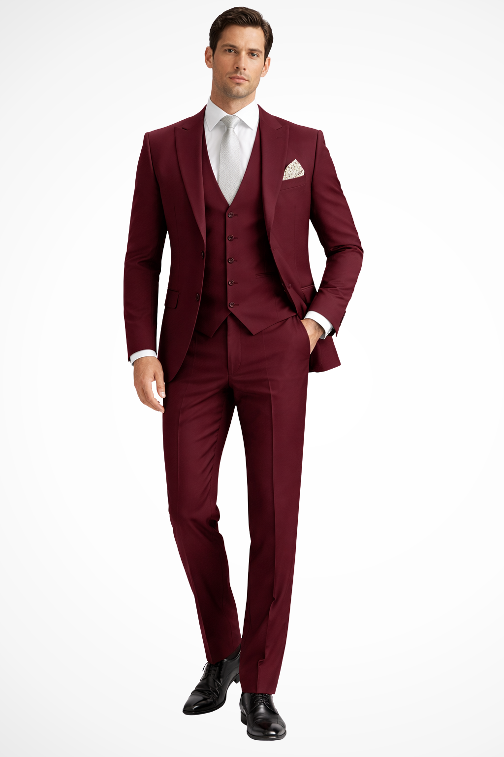 Slim Fit Driedelig Pak met Reverskraag voor Heren