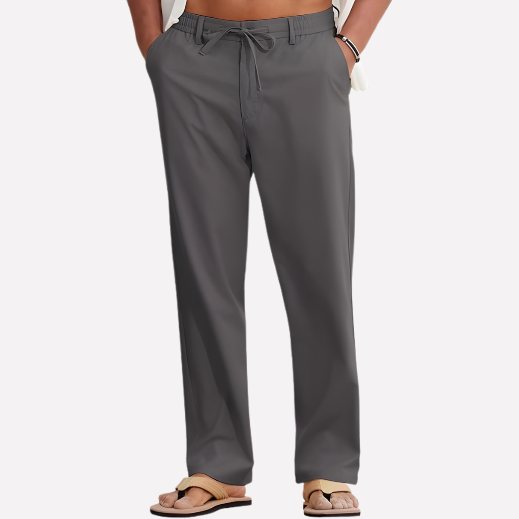 Linnen Rechte Pantalon met Steekzakken voor Heren