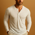Henley Shirt met Lange Mouwen en Knoopsluiting voor Heren