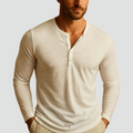 Henley Shirt met Lange Mouwen en Knoopsluiting voor Heren