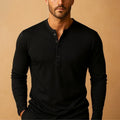 Henley Shirt met Lange Mouwen en Knoopsluiting voor Heren