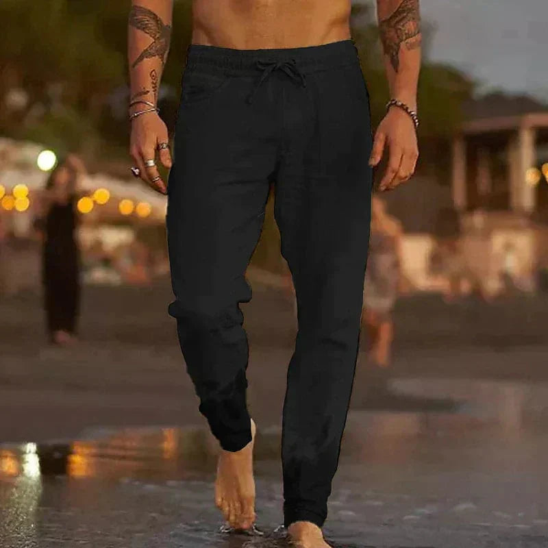 Linnen Rechte Pantalon met Steekzakken voor Heren