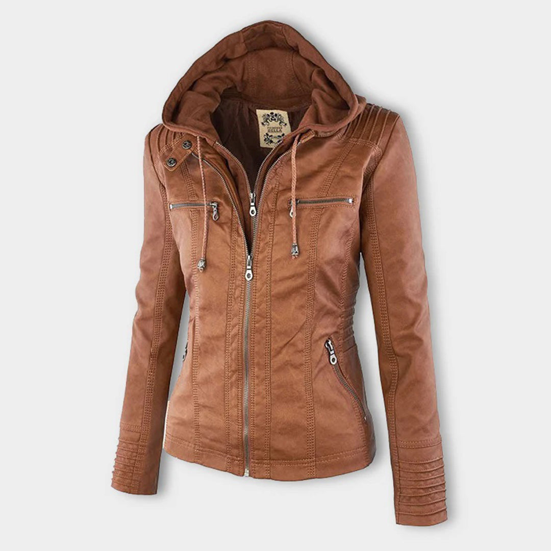 Raffaele | Zip-Up Leren Jas met Capuchon voor Dames