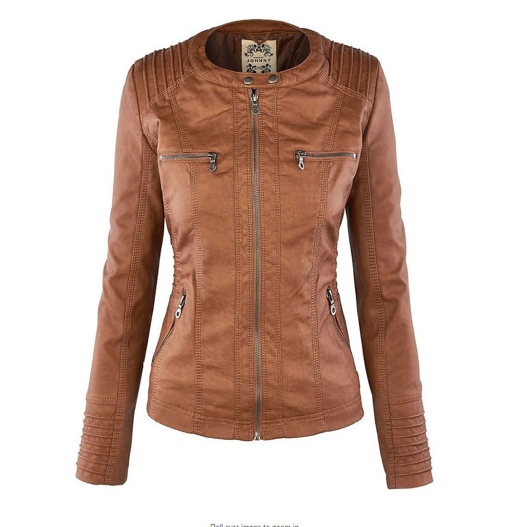 Raffaele | Zip-Up Leren Jas met Capuchon voor Dames
