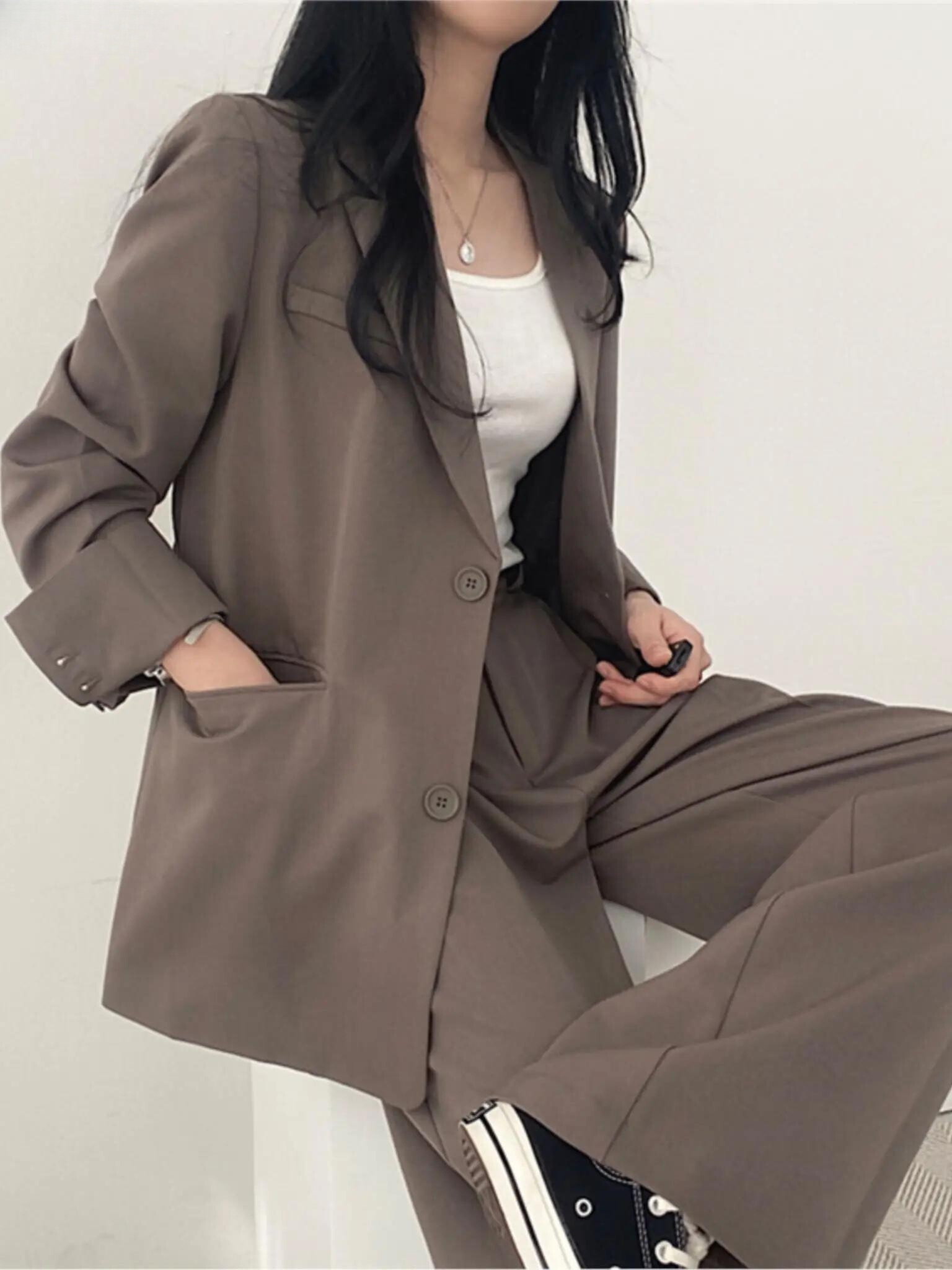 Sophia | Double-Breasted Blazer met Wide Leg Pantalon voor Dames