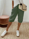 Melodie | Cropped Linen Chino Korte Broek met Steekzakken voor Dames