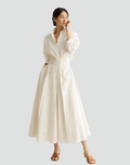 Belted Maxi Jurk met Lange Mouwen voor Dames