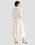 Belted Maxi Jurk met Lange Mouwen voor Dames