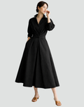 Belted Maxi Jurk met Lange Mouwen voor Dames