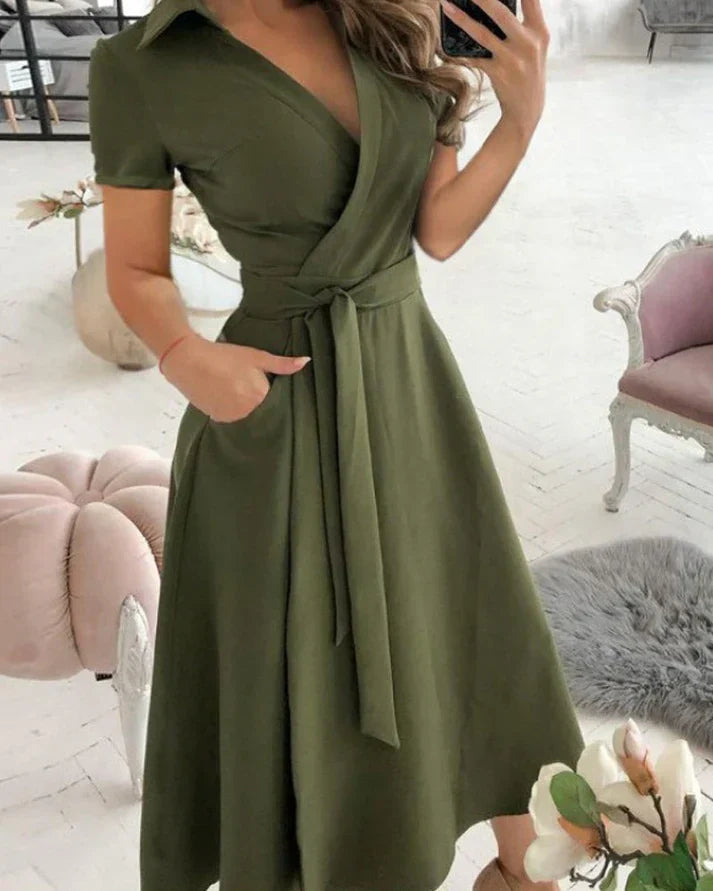 V-Hals Midi Jurk voor Dames