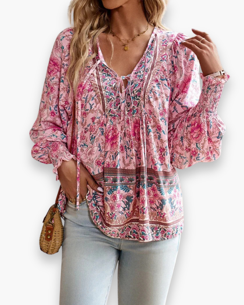 V-Hals Bloemen Blouse voor Dames