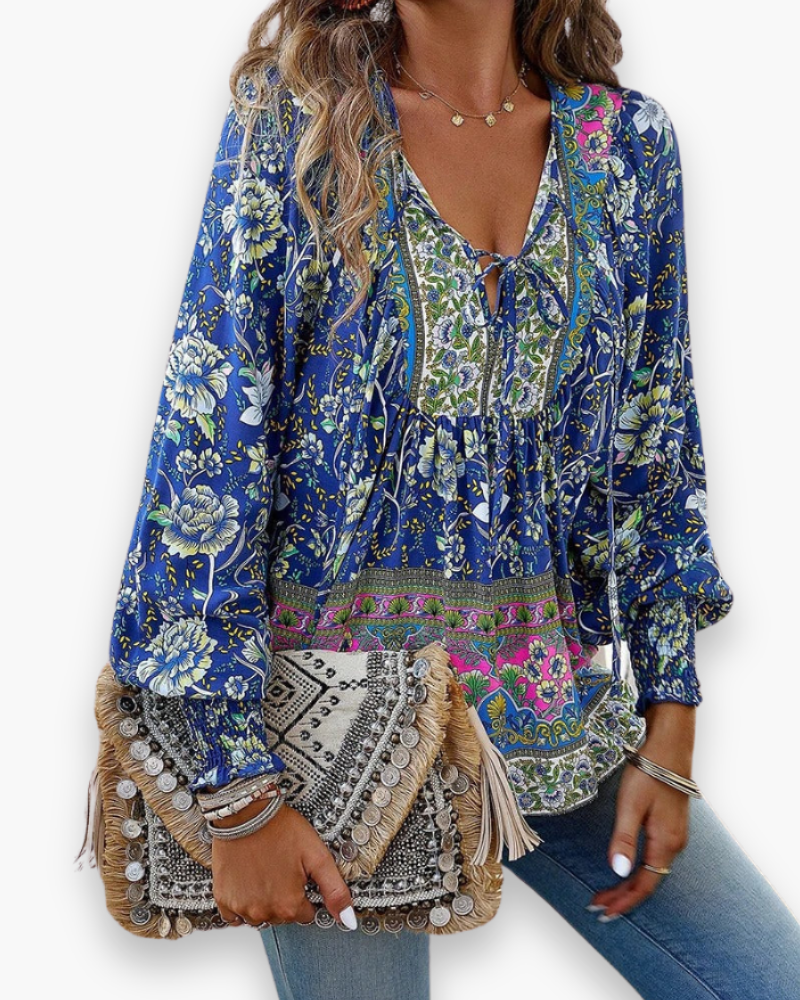V-Hals Bloemen Blouse voor Dames