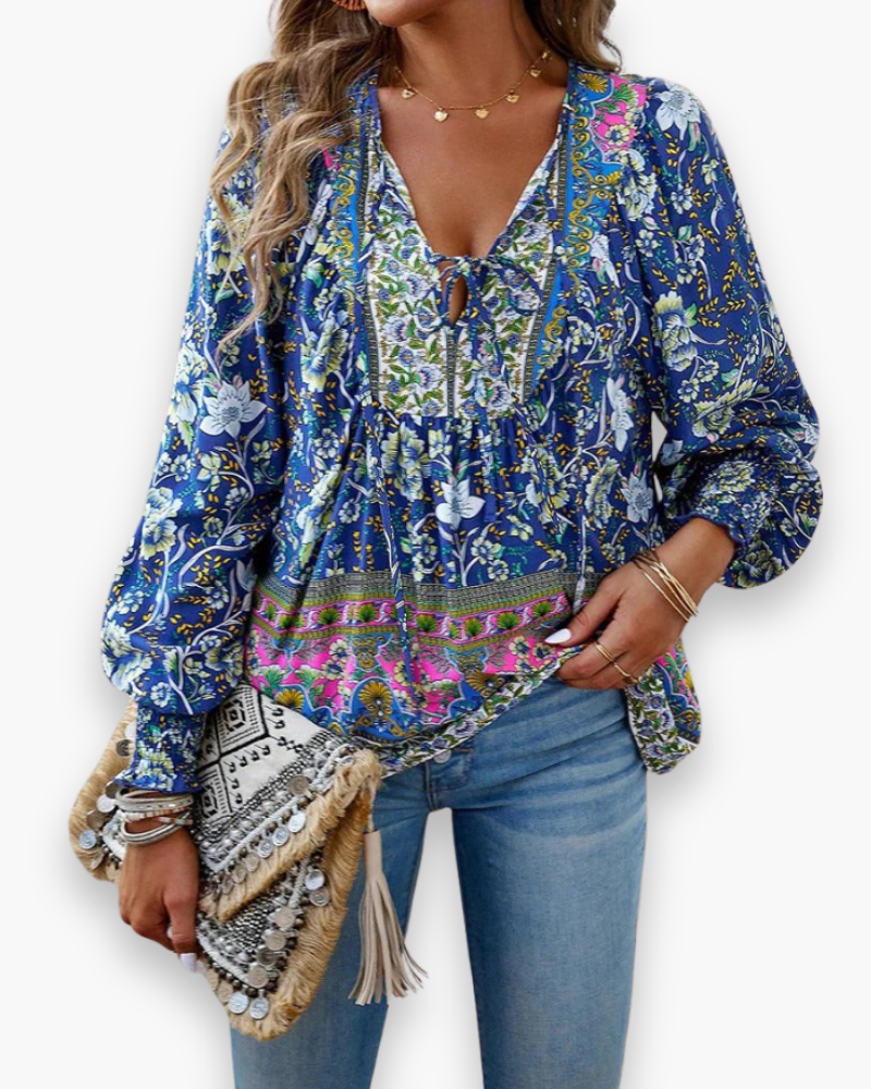 V-Hals Bloemen Blouse voor Dames