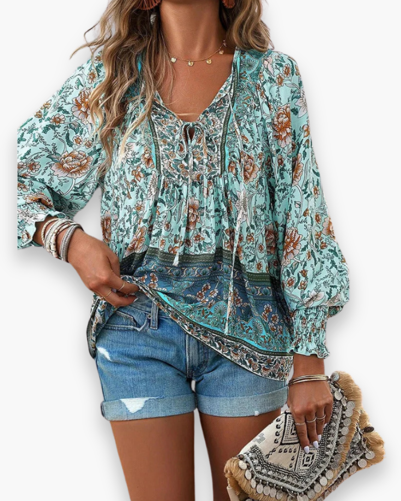V-Hals Bloemen Blouse voor Dames