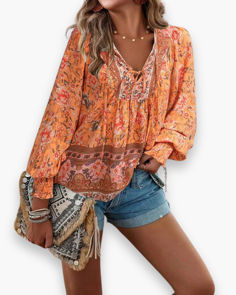 V-Hals Bloemen Blouse voor Dames