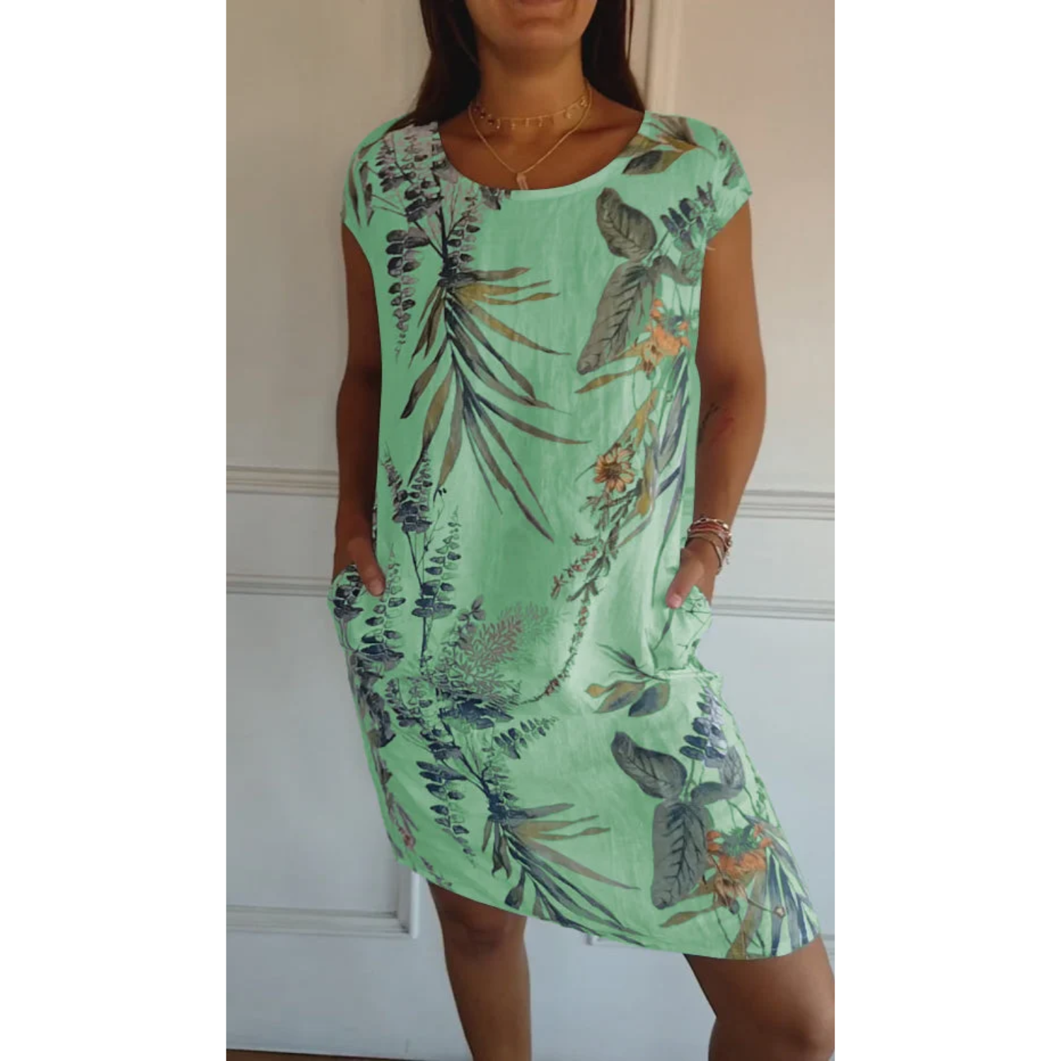 Linnen Bloemen Midi Jurk voor Dames