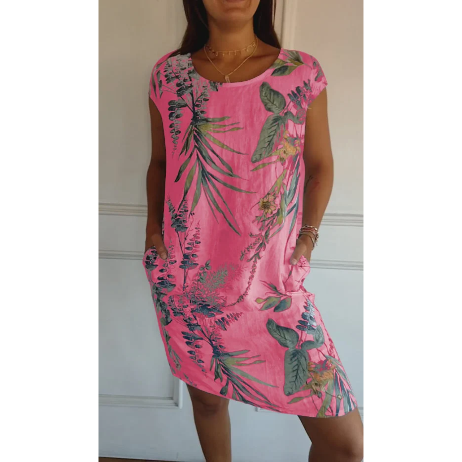 Linnen Bloemen Midi Jurk voor Dames