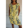Linnen Bloemen Midi Jurk voor Dames