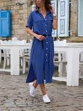 Button-Down Midi Jurk met Riem voor Dames