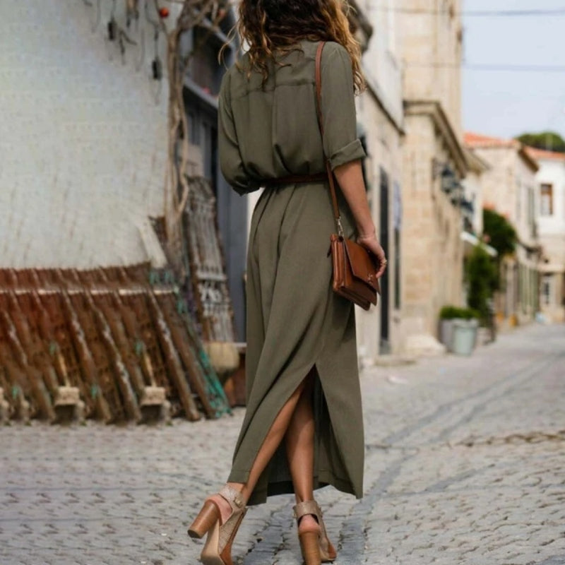 Button-Down Midi Jurk met Riem voor Dames