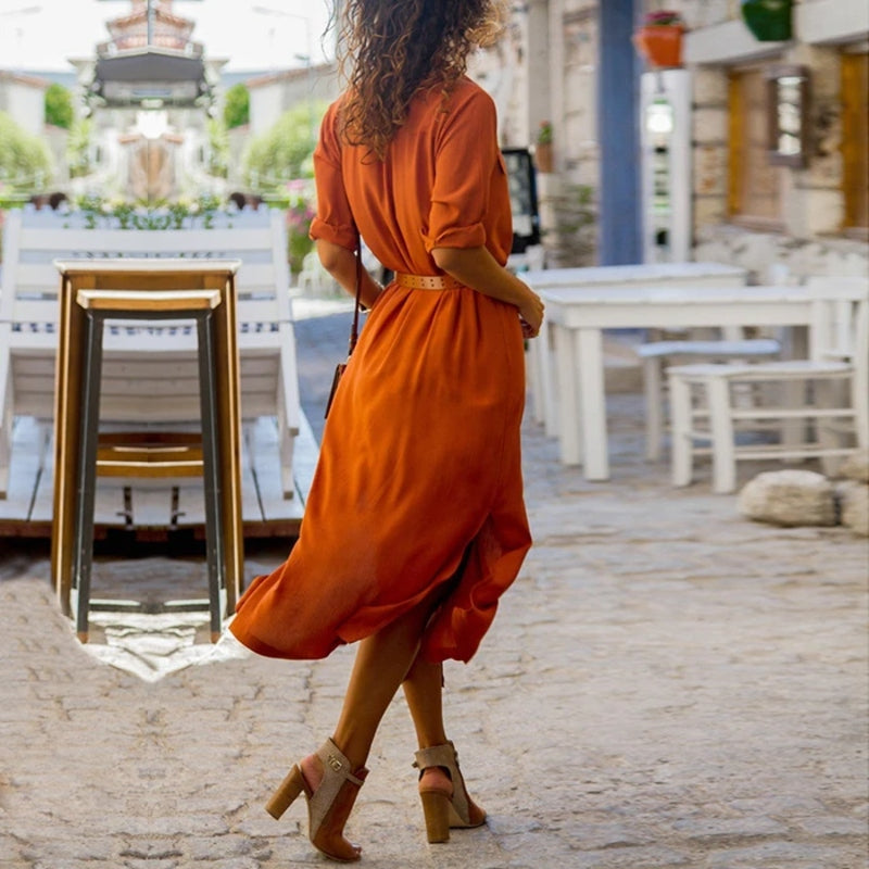 Button-Down Midi Jurk met Riem voor Dames