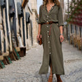 Button-Down Midi Jurk met Riem voor Dames