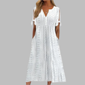 Romee | V-hals Boho Midi Jurk met Strikdetail voor Dames