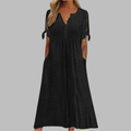 Romee | V-hals Boho Midi Jurk met Strikdetail voor Dames