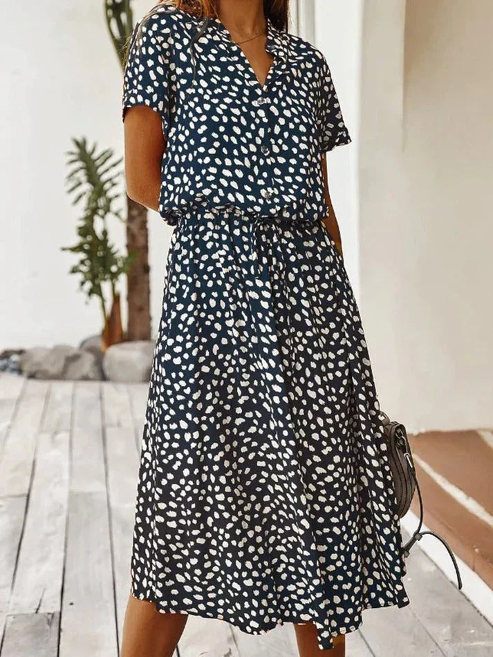 Polka Dot Shirt Dress met Trekkoord voor Dames